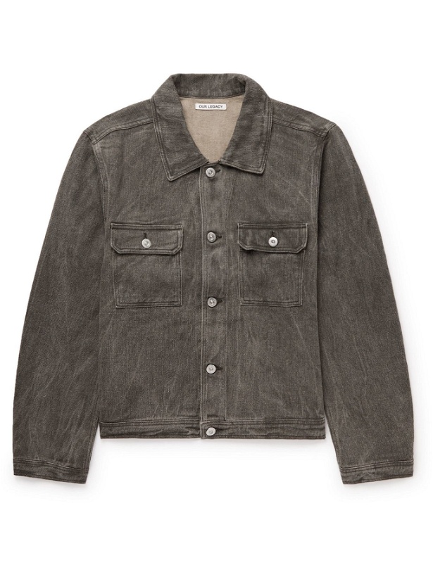 Photo: OUR LEGACY - Washed Linen-Denim Trucker Jacket - Gray