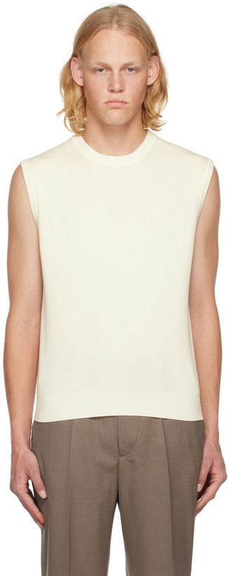 Photo: Second/Layer Off-White Crewneck Vest