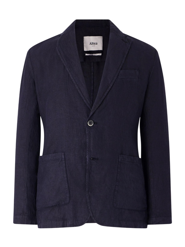 Photo: Altea - Aaron Garment-Dyed Linen Blazer - Blue