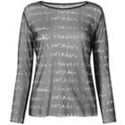 3.Paradis Women's Logo Print Mesh Top in Black
