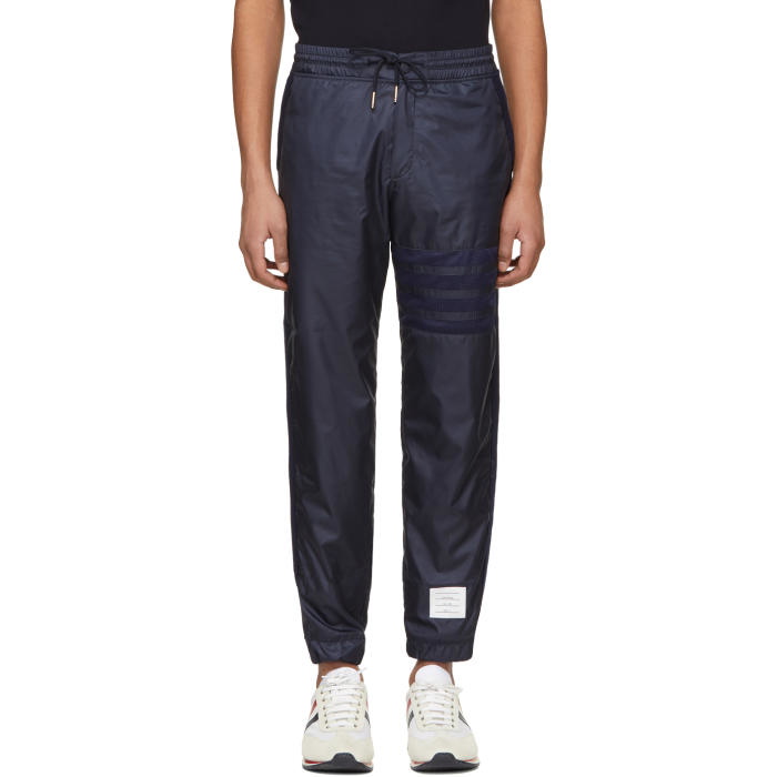 Photo: Thom Browne Navy Ripstop Four Bar Lounge Pants 