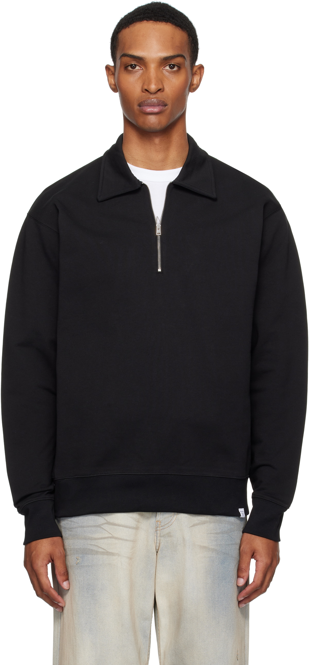 NORSE PROJECTS Black Ketel Relaxed Organic Half Zip Sweatshirt