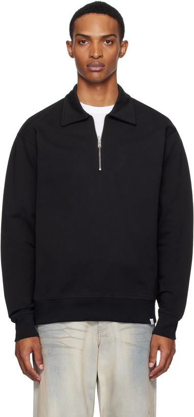 Photo: NORSE PROJECTS Black Ketel Relaxed Organic Half Zip Sweatshirt
