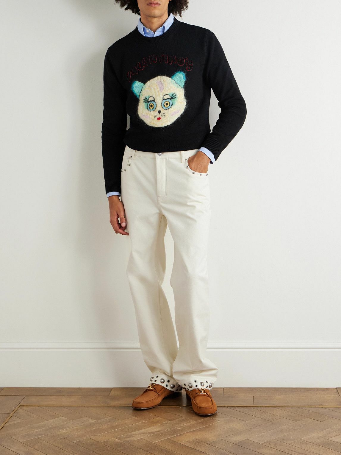 Valentino Garavani - Straight-Leg Embellished Jeans - White