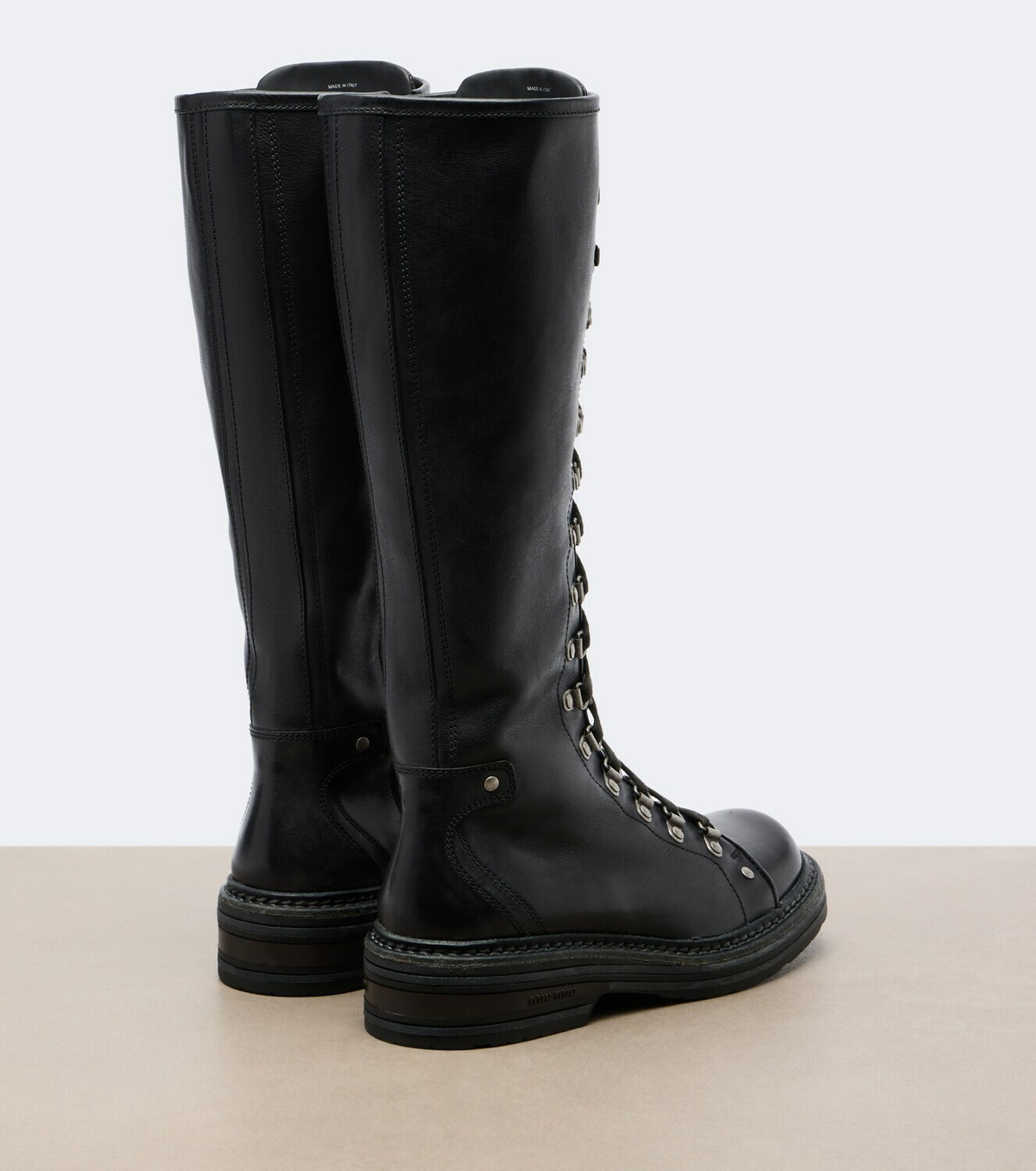 Miu Miu Leather lace-up boots