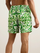 Dolce&Gabbana - Straight-Leg Mid-Length Printed Swim Shorts - Green