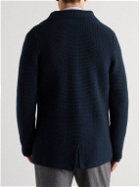 Anderson & Sheppard - Slim-Fit Textured Wool and Cashmere-Blend Cardigan - Blue
