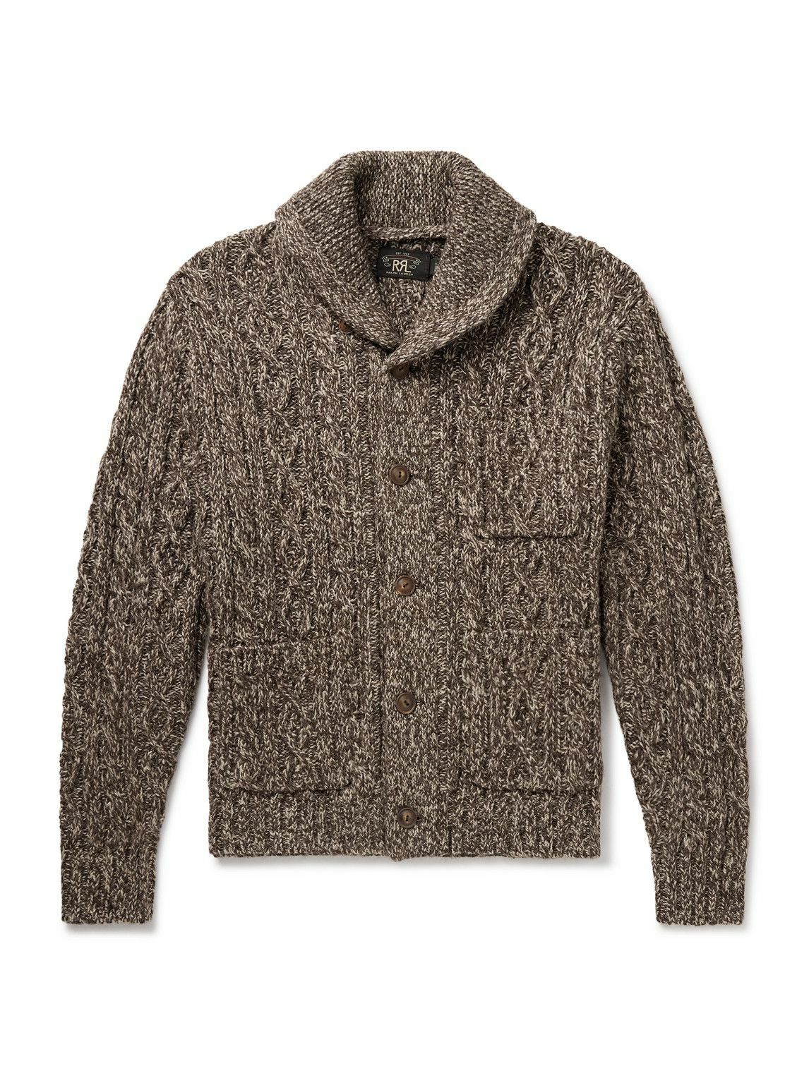 RRL - Shawl-Collar Cable-Knit Wool, Cotton and Linen-Blend