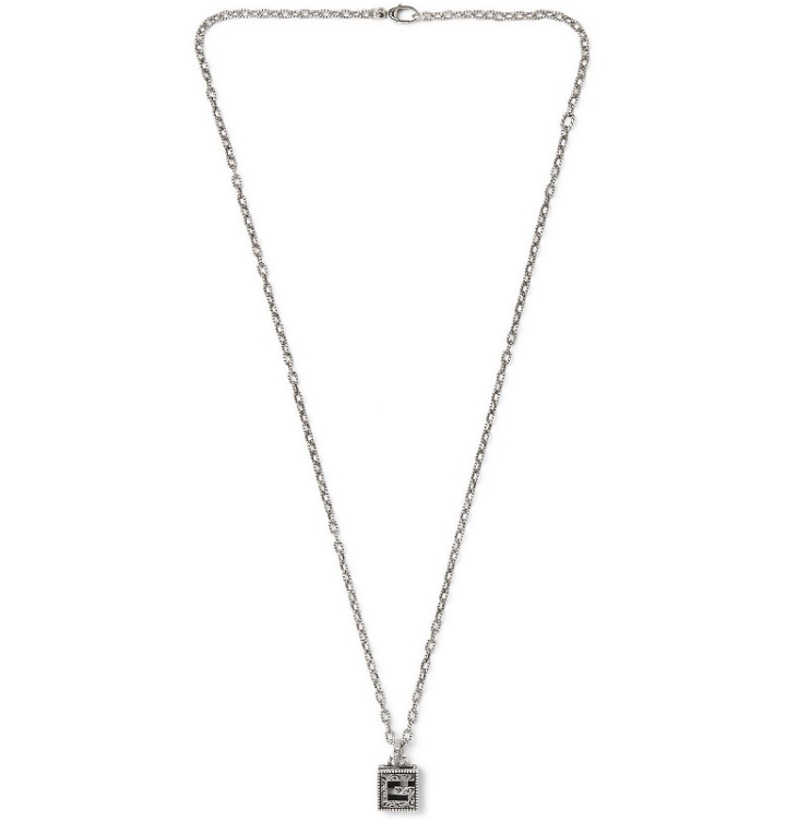 Photo: Gucci - Engraved Burnished Sterling Silver Necklace - Silver