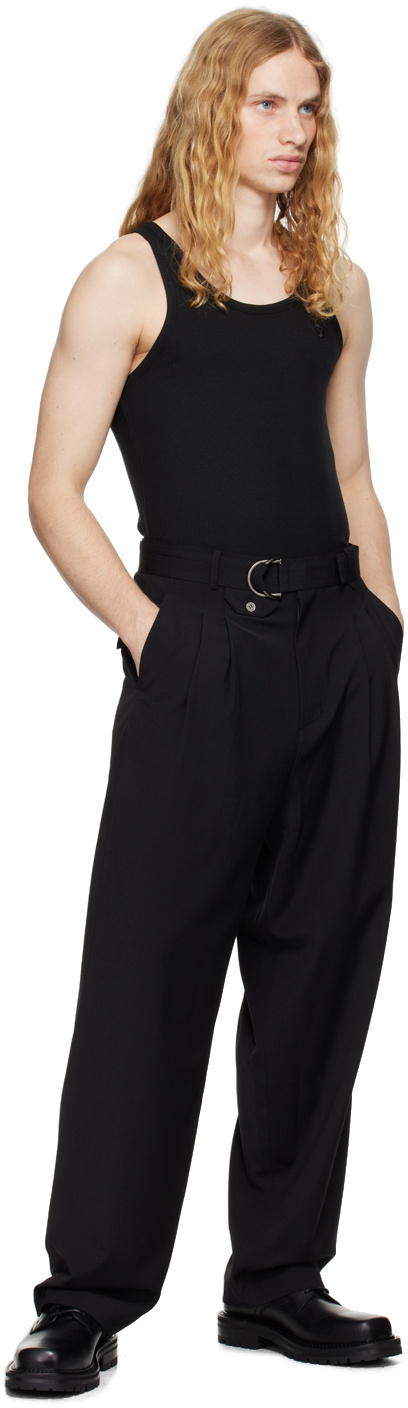 CMMAWEAR Black Belted Two-Pleat Trousers