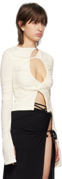 SRVC Off-White Ruched Long Sleeve T-Shirt