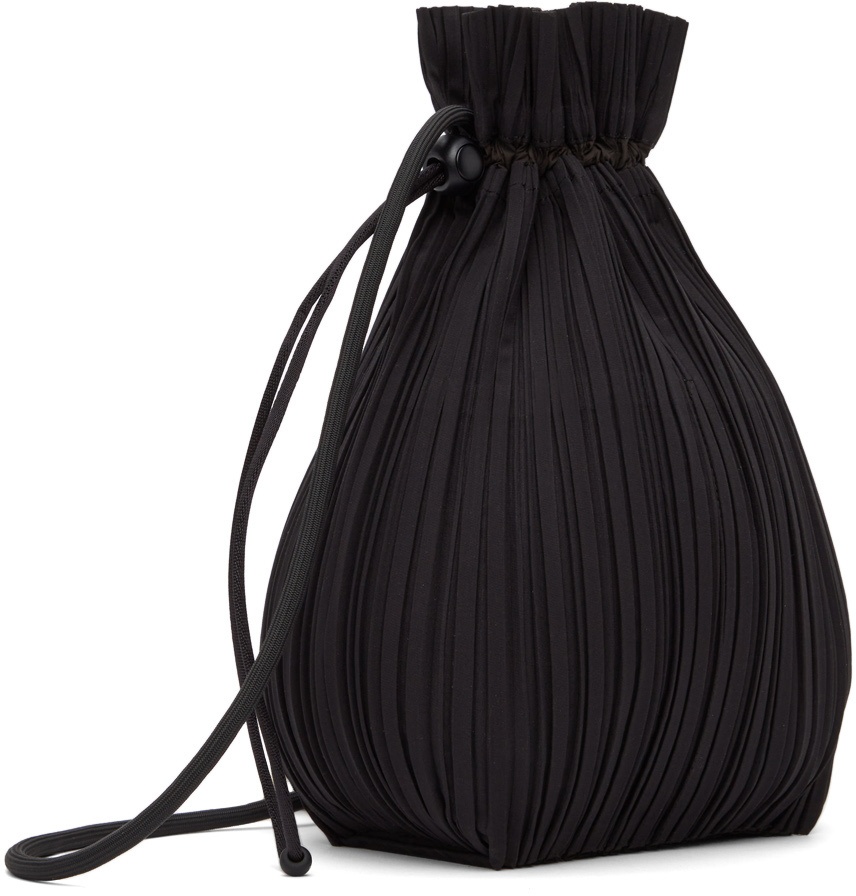 Pleats Please Issey Miyake Pleated Drawstring-closure Woven Tote Bag in  Black