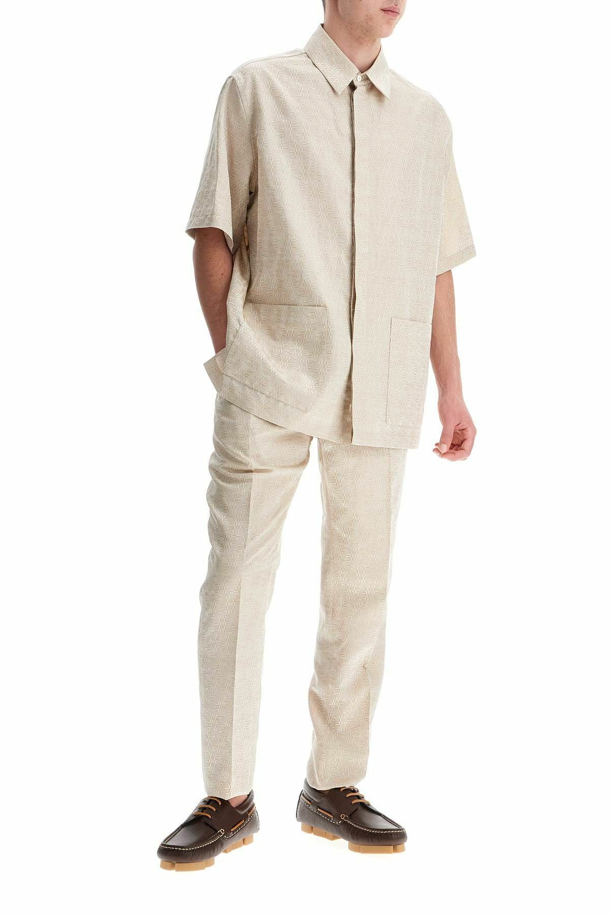 最上の品質な FENDI Fendi Beige jacqu labyrinth ff short-sleeved トップス