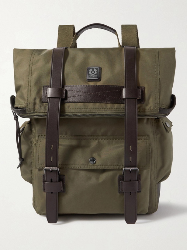 Photo: BELSTAFF - Bruce Logo-Appliquéd Leather-Trimmed Canvas Backpack