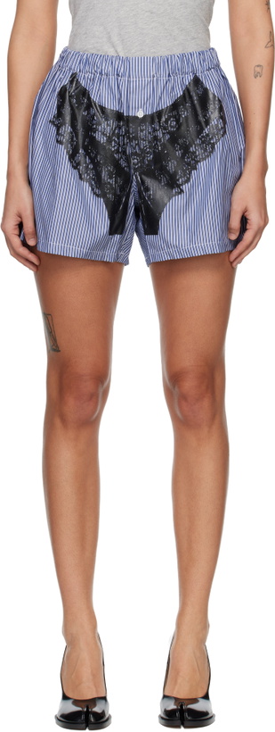 Photo: VAQUERA Blue Striped Trompe L'Oeil Boxer Shorts