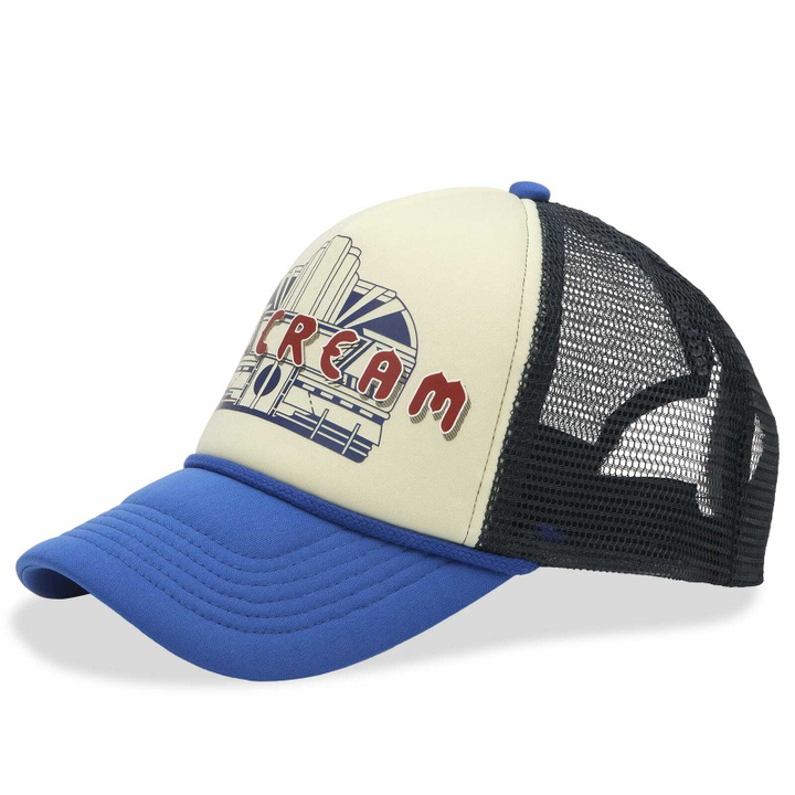 Photo: ICECREAM Men's Diner Trucker Cap in Ecru/Blue 