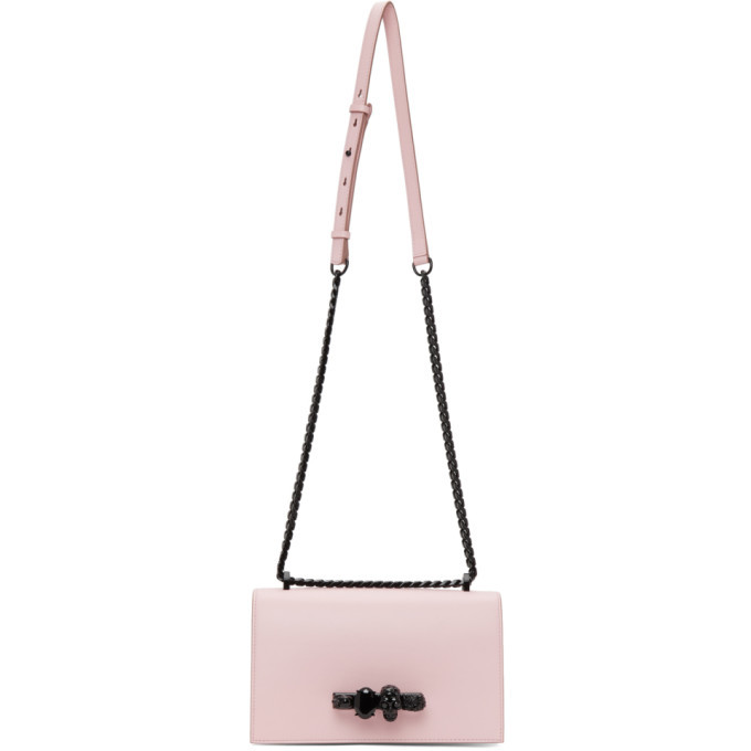 Alexander McQueen Pink and Black Jewelled Satchel Bag