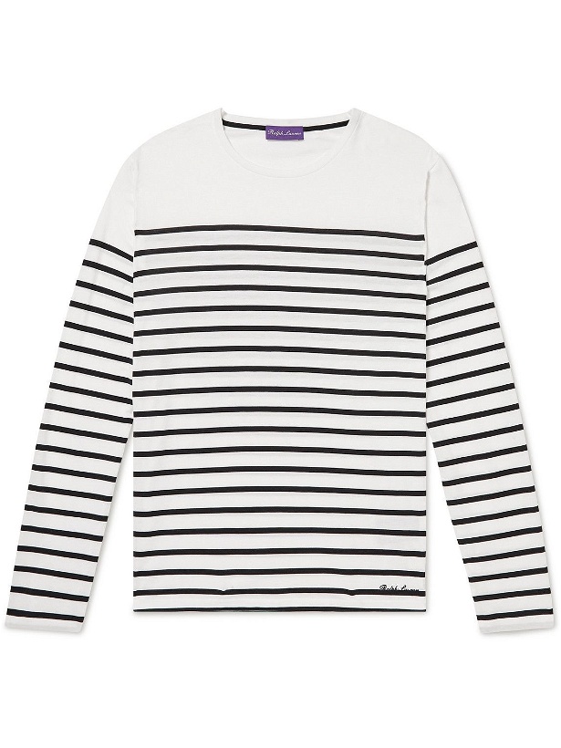 Photo: Ralph Lauren Purple label - Striped Cotton-Jersey T-Shirt - White