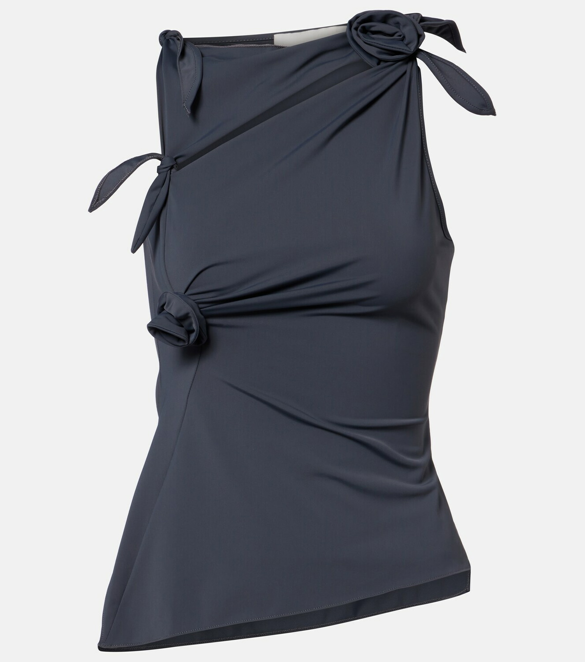 Coperni Floral-appliqué gathered jersey top