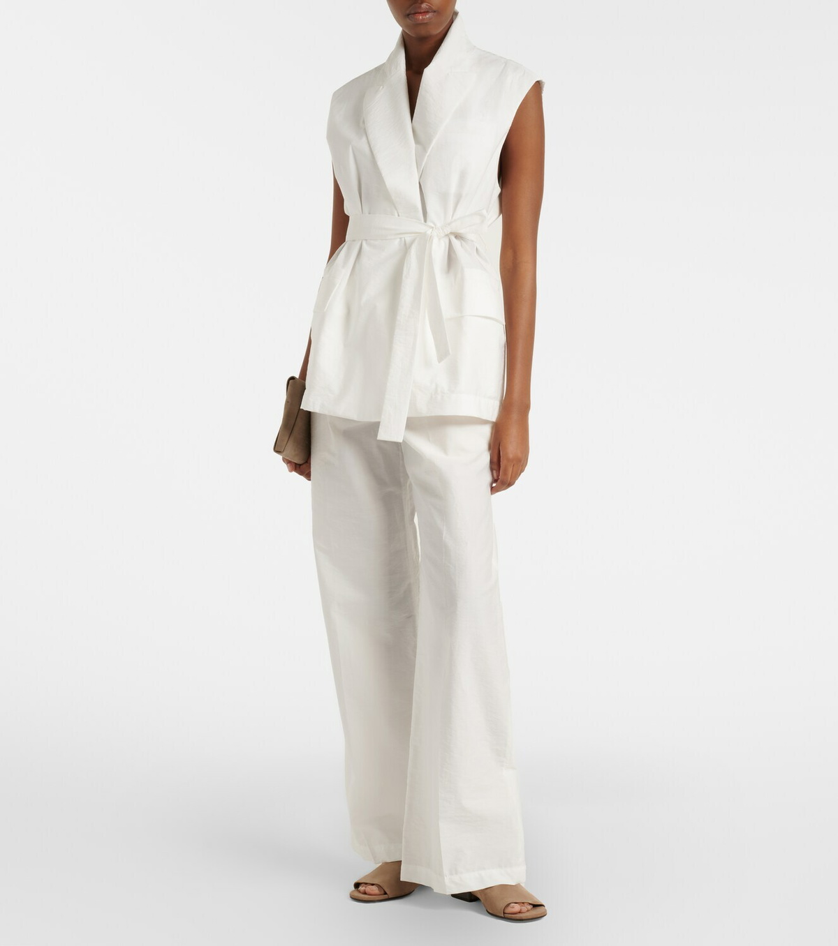 Brunello Cucinelli Belted cotton-blend vest