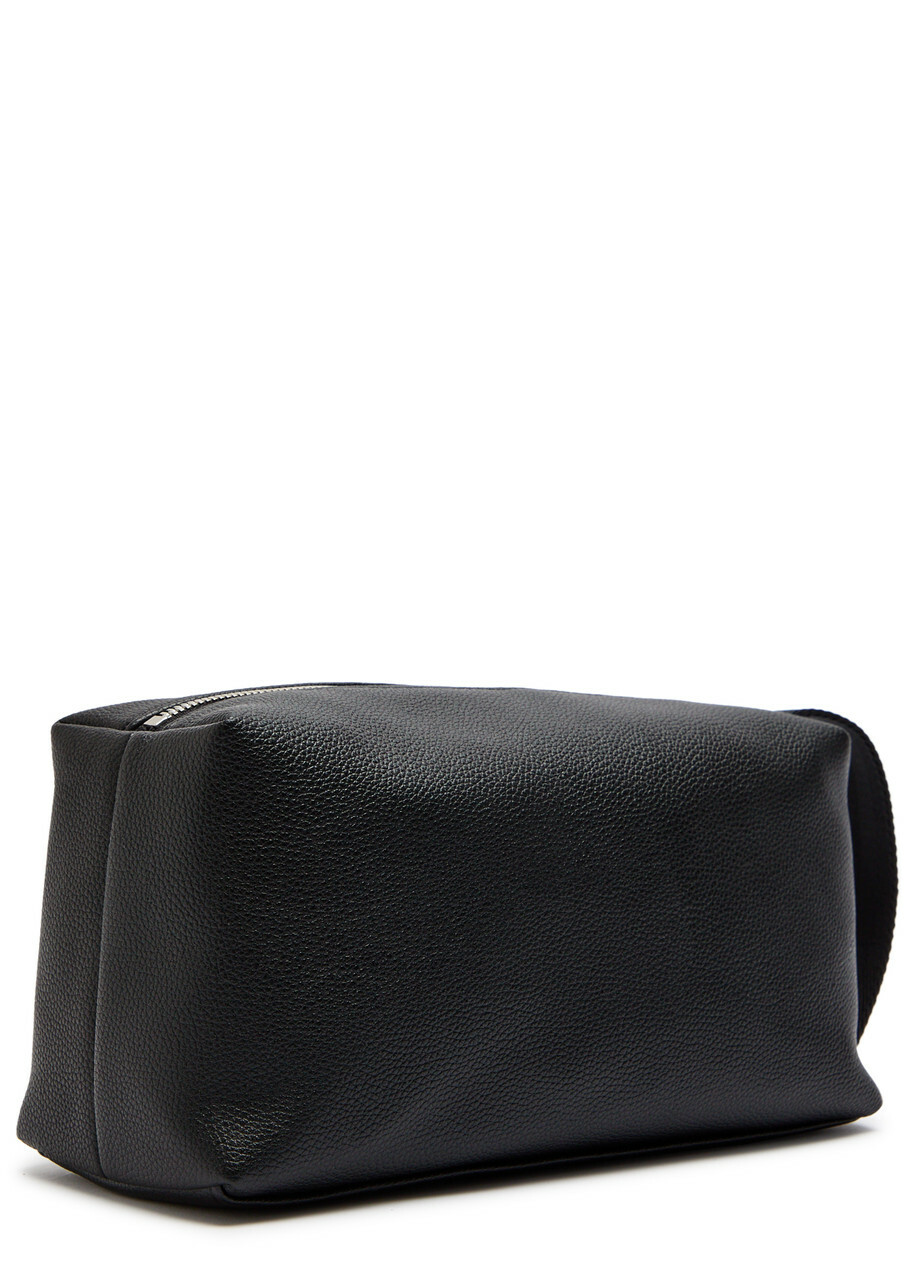 Boss Ray Logo Grained Leather Wash bag - Black - One Size