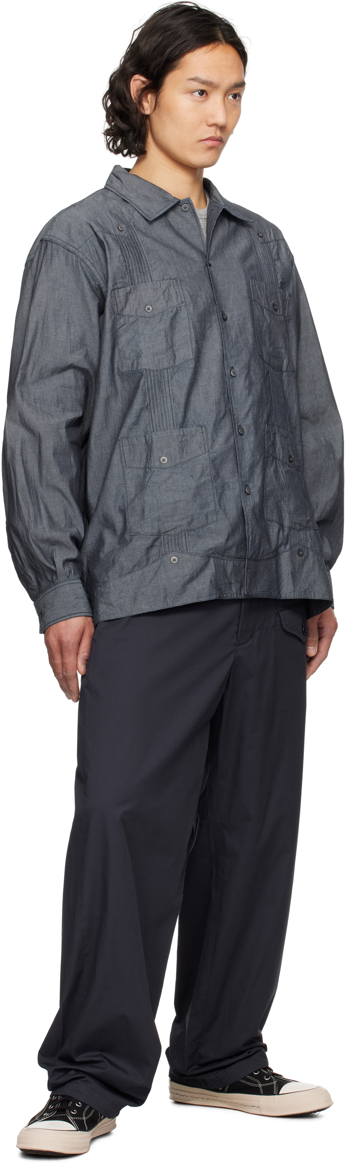 Engineered Garments Navy Guayabera Shirt