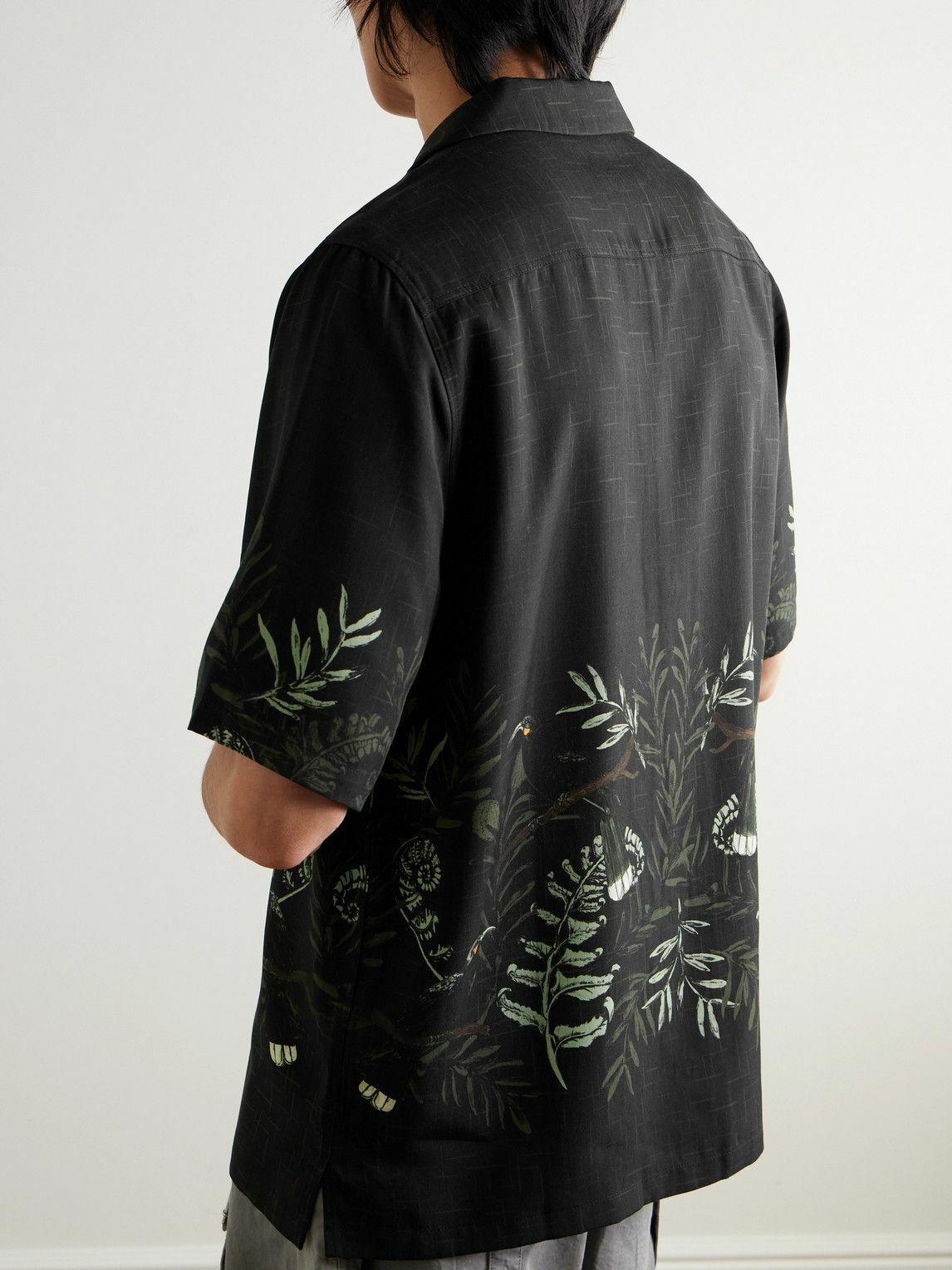 MANAAKI - Camp-Collar Printed Lyocell-Twill Shirt - Black