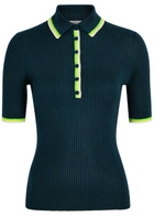 Gabriela Hearst Perro Ribbed Cashmere and Silk-blend Polo Shirt Denim