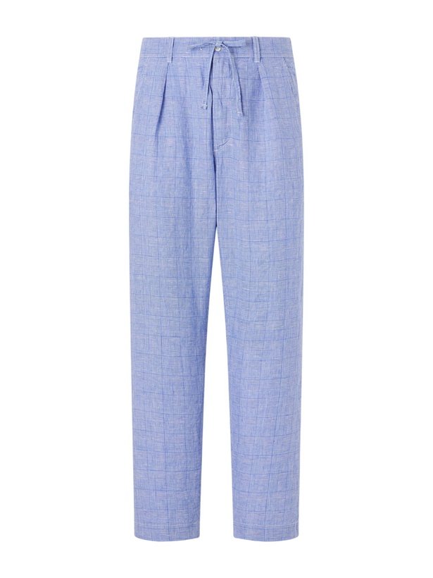 Photo: Polo Ralph Lauren - Wide-Leg Checked Woven Linen Trousers - Blue