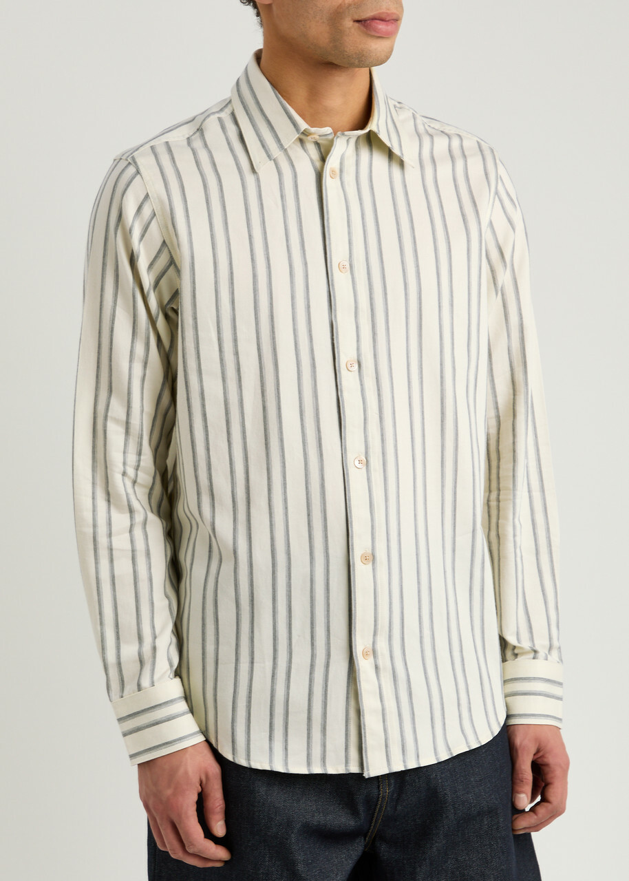 NN07 Colby Striped Cotton Shirt White