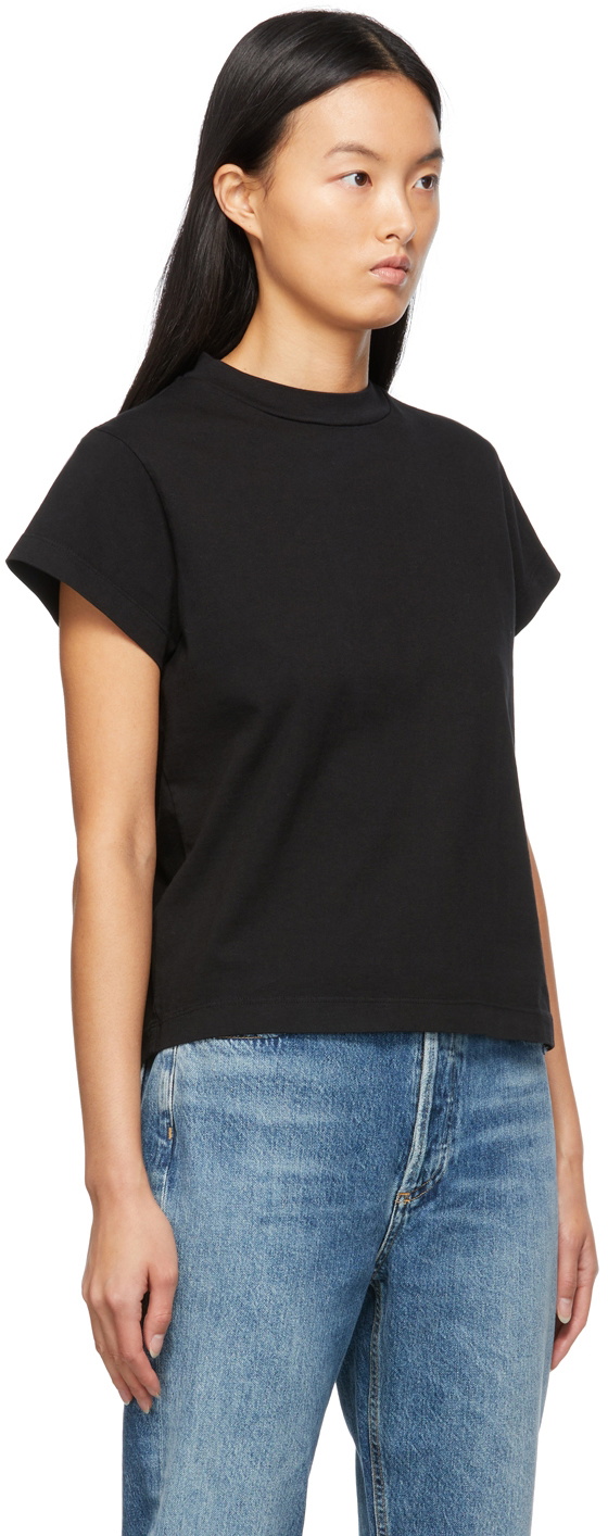 AGOLDE Black Anika Cap Sleeve T Shirt