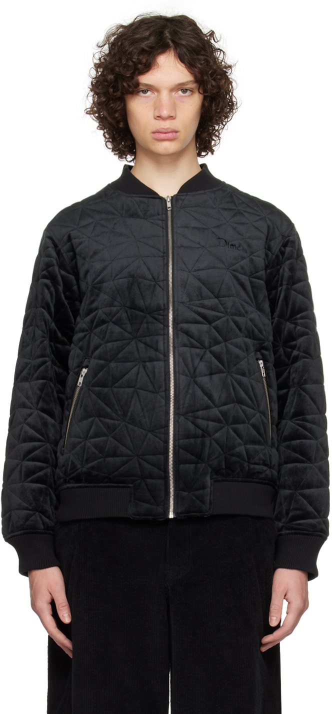 Dime Black Quilted Bomber Jacket Dime