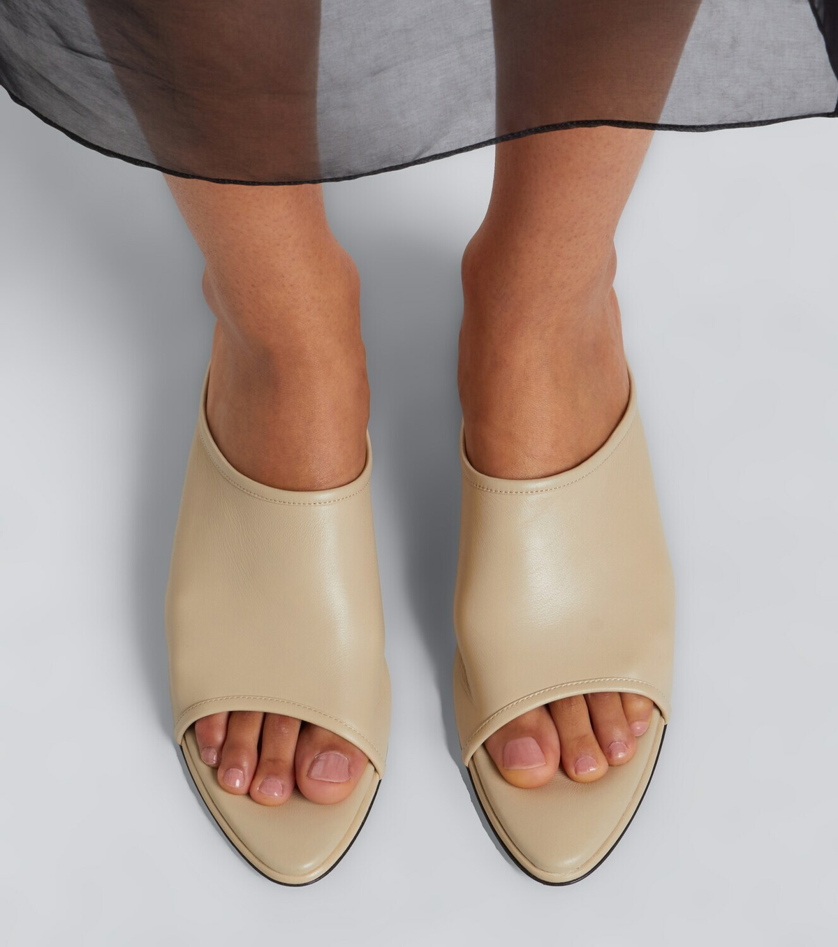 Christen Stretch leather wedge mules