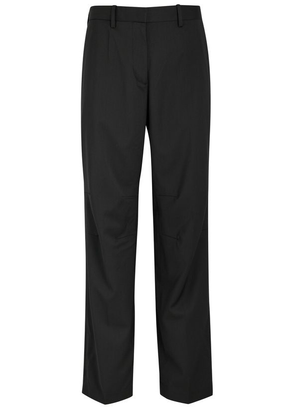 Photo: Helmut Lang Curved Car Straight-leg Wool Trousers Black