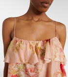 Zimmermann Roselight floral ruffled silk camisole