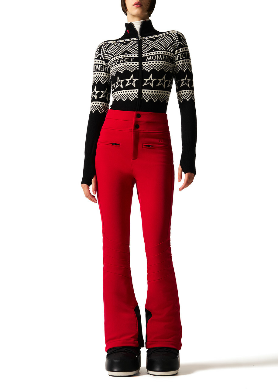 Perfect Moment Intarsia-knit Merino Wool Bodysuit Black And White