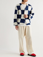 The Elder Statesman - Checked Organic Cotton Cardigan - Blue