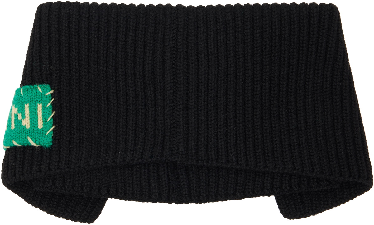 Marni Black Fisherman Rib Wool Pullover Scarf
