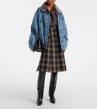 The Attico Plaid pleated cotton midi skirt