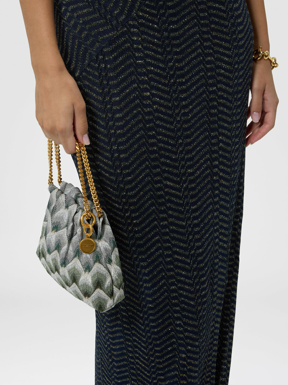 Missoni - Chain pouch in lamé viscose, Women, Green