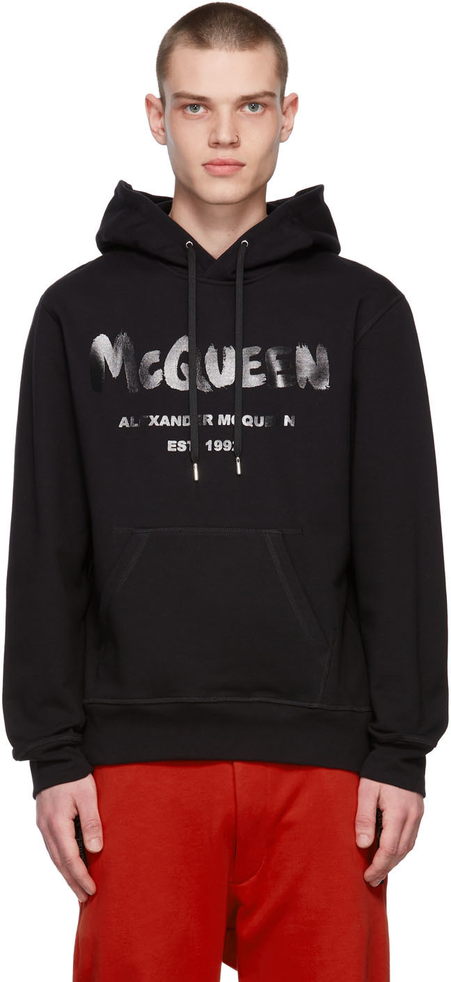 Alexander McQueen Black Graffiti Hoodie Alexander McQueen