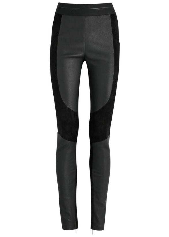 Photo: Helmut Lang Racer Panelled Leather and Suede Leggings Black