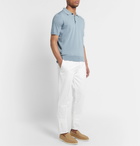 Brioni - Knitted Cotton Polo Shirt - Blue