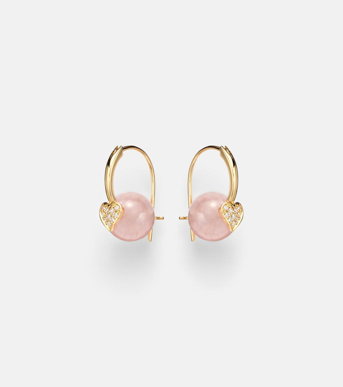 Sydney Evan 14kt gold (585/1000) earrings with diamonds and morganites