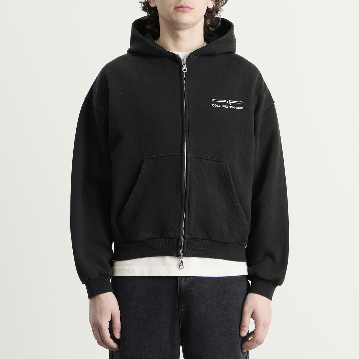 Cole Buxton Men's Sport Zipped Hoodie in Vintage Black