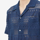 Bode Men's Lace Sampler Short Sleeve Shirt in Navy