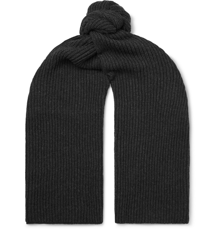 Photo: A.P.C. - Ribbed Mélange Merino Wool and Cashmere-Blend Scarf - Gray