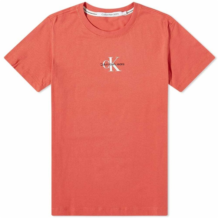 Photo: Calvin Klein Men's Monogram Logo T-Shirt in Rhubarb Red
