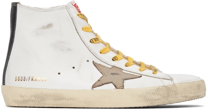 Photo: Golden Goose White & Black Francy Classic High-Top Sneakers