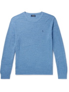 POLO RALPH LAUREN - Logo-Embroidered Cotton and Linen-Blend Sweater - Blue